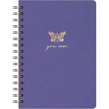 Frefly Store Paperora A5 Spiralli Sert Kapak Keten Noktalı Tarihsiz Not Defteri Lila