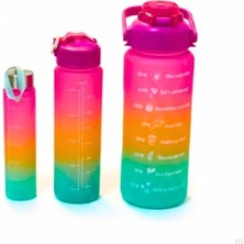 Frefly Store 3’lü Renkli Suluk Seti – Motivasyonlu Spor Matara Seti | 2l, 900ML ve 300ML Su Şişesi | Sızdırmaz, Dayanıklı, Şık Tasarım (Pembe-Turuncu-Yeşil)