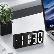 Frefly Store LED Ekran USB Güç Dijital Aynalı Masa Saati Sıcaklık Alarm Takvim/adpt