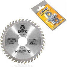 Frefly Store BADEM10 2'li Set Emka Daire Testere Bıçağı Ahşap Kesme Testeresi 115 mm 40 Diş + Matkap Aparatı