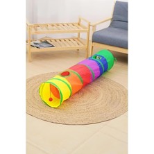 Frefly Store Kedi ve Köpek Oyun Tüneli Gökkuşağı Renkli Katlanır, Uzun Eğlenceli Evcil Hayvan Oyuncak Tüneli (Düz)