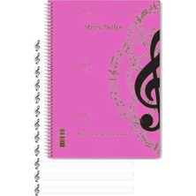 Frefly Store Müzik Defteri A4 Spralli 40 Yaprak 1 Adet Sol Anahtarlı Telli Müzik Defteri Büyük Boy 12 Sütunlu Pembe