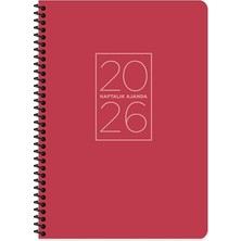 Frefly Store 2026 20X28 Spiralli Haftalık Ajanda-Kırmızı