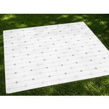 Frefly Store Promosyonca Tek Kullanımlık Piknik Örtüsü, Su Geçirmez, Hafif ve Taşınabilir, 140X160 cm (Beyaz Çizgili)
