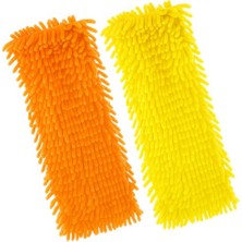 Frefly Store 40 cm Mikrofiber Makarna Mop Başlığı 2’li Set, Yüksek Emici Chenille Mop Ucu, Iz ve Tüy Bırakmaz, Parke, Seramik, Laminat ve Mermer Için Uygun Temizlik Bezi (Turuncu, Yeşil, Mavi)