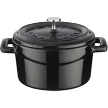 Frefly Store Lava Metal Döküm Mini Tencere, 10 Cm, 0.35 L Hacim, Siyah