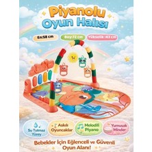 Frefly Store Dinozorlu Güneşli Piyanolu Bebek Oyun Halısı, Eğitici Oyuncak, Pembe