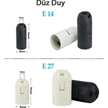 Frefly Store E14 (Ince) Siyah Düz Duy - Avize Duy, Abajur Duy, Masa Lambası Duy