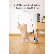 Frefly Store Hareketli Dönebilen Olta Kedi Oyuncağı, Yere Veya Duvara Yapıştırılabilir Olta Oyuncak, Esnek Çubuklu Balıklı Tüylü Kedi Oyuncağı