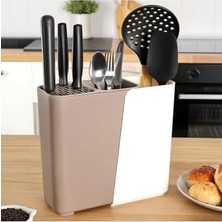 Frefly Store Ayarlanabilir Sürgülü Kaşıklık Bıçaklık Organizer,2-3 Bölmeli Tezgah Üstü Stand (Krem)