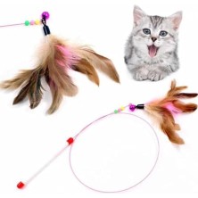 Frefly Store Tüylü Kedi Oltası – 90 cm Elastik ve Dayanıklı Kedi Oyuncağı, Zilli ve Boncuklu Interaktif Kedi Oyuncağı, Uzun Esnek Saplı Kedi Çubuğu, Kediler Için Eğlence Oyuncağı
