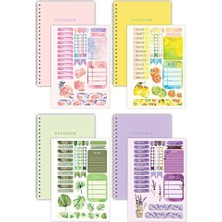 Frefly Store Notebook Sticker'lı 4'lü Çizgisiz Defter Seti (21X14,8CM 60'ar Yaprak) My Dıy Planlayıcı Defter Seti