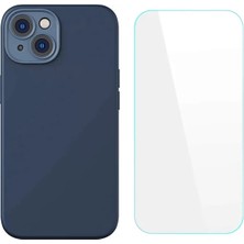 Akıllı Durak Baseus Liquid Silica Gel iPhone 14 6.1 Silikon Kılıf + Tempered Ekran Koruyucu SET-(5775)