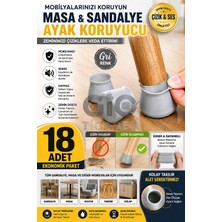 Gio Ticaret -18 Adet Gri Silikon Masa Sandalye Ayak Koruyucu - Kaymaz Mobilya Ayağı Koruma Kılıfı - Çizik ve Ses Önleyici Silikon Taban Koruyucu