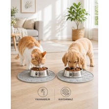 Frefly Store Silikon  Matı Kedi & Köpek Için | Kaymaz, Yıkanabilir, Havuzlu  Altlığı (Gri)