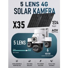 KRNTEKNO TEKNOLOJİ MARKET Inox DIGITAL--X35--5 Lens 4g Esım Solar Kamera Çift Güneş Panelli