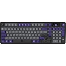 Frefly Store Hawk Gaming HK258 Membrane LCD Rgb Kablosuz/bluetooth Siyah Turuncu Full Türkçe Gaming Klavye (Gri Mor)