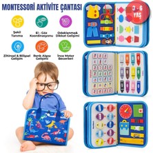 Generic Montessori Aktivite Çantası 8 Sayfa | 8 Öğrenme Becerisi | 3-6 Yaş Eğitici Oyuncak | Motor Beceri Geliştirici Keçe Oyun Seti | Mavi