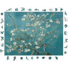 Frefly Store Ahşap Puzzle Yetişkin - Van Gogh Badem Ağacı - 450 Parça, 29 x 39 cm - Yapıştırıcı Folyo Dahil - Benzersiz Şekilli Parçalar & Özel Figürler - R1-03