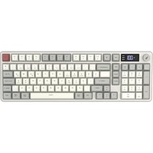 Frefly Store Hawk Gaming HK258 Membrane LCD Rgb Kablosuz/bluetooth Siyah Turuncu Full Türkçe Gaming Klavye (Kırmızı Haki)