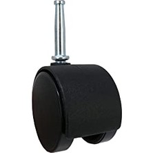 Frefly Store Hardware 9406 Ofis Sandalyesi Tekerleği, Frenli Çift Tekerlek, 5 Cm, 8 mm Şaft Çapı, 34 kg Taşıma Kapasitesi, 2'li Paket, Siyah