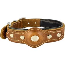 Frefly Store Hakiki Yağlı Deri Airtag Uyumlu Köpek Tasması – Dayanıklı, Konforlu ve Şık Tasarım, Airtag Bölmeli Gerçek Deriden Köpekler Için Tasma (Taba, M)