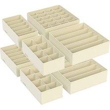 Frefly Store Songmıcs Iç Çamaşırı Düzenleyici 8'li Set, Çekmece Düzenleyici, Katlanabilir, Elbise Dolabı, Saklama Kutusu, Kumaş Kutular, Saklama, Sütyen, Çorap, Kravat Için, Bej RUS008M01