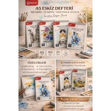 Frefly Store Eskiz Defteri, A5, 160 Gram, 25 YAPRAK,%100 Pamuk Sayfalar