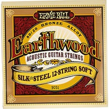 Frefly Store Ernie Ball Earthwood Ipek ve Çelik Yumuşak Akustik Gitar Telleri, 12 Telli, 80/20 Bronz, Ölçü 9-46