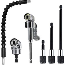 Frefly Store 1 Adet Esnek Uç Tutucu Uzatma Akülü Tornavida Seti, 2 Adet 105° Açılı Vidalama Ucu Adaptörü, 3 Adet 1/4 Altıgen Mil Uzatma Çubuğu, Akülü Tornavida Seti Için
