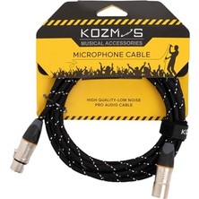 Frefly Store KCL-024-3M Siyah Örgülü Xlr-Xlr Mikrofon Kablosu (Gri Uçlu)