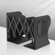 Frefly Store Ayarlanabilir Teleskopik Metal Kitap Tutucu, Masaüstü Kitap Desteği ve Raf Düzenleyici Stand, 9-42 cm Genişleyebilir, Mıknatıslı Kalemlik Hediyeli (Siyah)