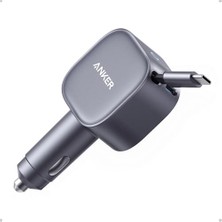 Frefly Store Nano Usb-C Araç Şarj Cihazı, 75W, Ultra Kompakt Type-C Hızlı Şarj Cihazı, Entegre Geri Çekilebilir Kablo, Gri - A2738
