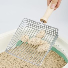 Frefly Store Kedi Kumu Küreği Metal Ahşap Saplı Dayanıklı Izgaralı Kedi Tuvaleti Temizleme Küreği Ergonomik Saplı Kolay Temizlik Aparatı Paslanmaz Çelik