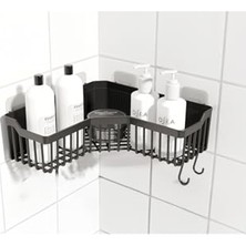 Frefly Store Banyor Köşe Yapışkanlı Banyo Rafı, Köşe Banyo Düzenleyici, Duş Rafı Organizer Şampuanlık, Plastik Siyah