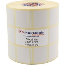 Frefly Store Eko Termal Etiket, 30MM x 25MM 3000 Adetli 3lü Yan Yana Sarılmış Rulolar 40MM Kuka Çapında Direk Termal Transfer Etiketi