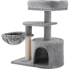 Frefly Store Feandrea Küçük Kedi Ağacı Tırmalama Direği Çok Katlı 68 Cm, Açık Gri