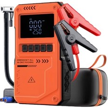Frefly Store Auhma 10000MAH Jump Starter Akü Takviye Cihazı - 150 Psı Lastik Şişirme Hava Pompası, Taşınabilir Powerbank ve LED Fenerli Çok Amaçlı Araç Kiti (Turuncu)
