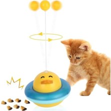 Frefly Store Kedi Oyuncağı 360° Dönen Ördek Şekilli Interaktif – Atıştırmalık Dispenserli Zeka Geliştirici Kedi Eğitim Oyuncağı – Dayanıklı ve Kolay Temizlenebilir – Kaymaz Tabanlı