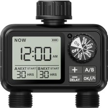 Frefly Store Sulama Bilgisayarı, 2 Bağımsız Kontrollü Çıkışlı, Yağmur Gecikmeli Sulama Saati, Otomatik ve Manuel Mod, Büyük Ekran, LCD Ekran, Su Zamanlayıcı, Bahçe, Çim Için