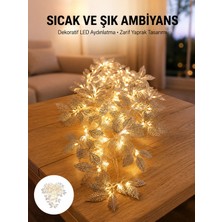Epilons Gümüş Yaprak Tasarımlı LED Işık Pilli Ev ve Vitrin Dekoru