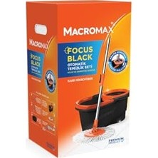 Frefly Store Macro Max Focus Black Otomatik Temizlik Seti, Pedalsız Döner Sıkmalı 360 Başlıklı Mikrofiber Paspas