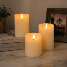 Frefly Store Prag 3’lü LED Mum Seti | 3200K Sıcak Işık | Pilli Çalışan (3×aaa – Dahil Değil) | Gerçek Alev Efektli, Dekoratif Mumlar | Ev, Salon, Yılbaşı, Masa Üstü Kullanım          [enerji Sınıfı F]