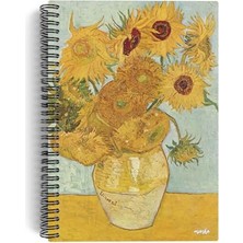Frefly Store Vincent Van Gogh/vase With 12 SUNFLOWERS,1888 | Spiralli Defter 03 | A5 | Çizgisiz | 100 Sayfa|art