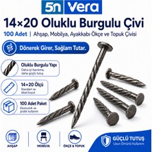5n Vera 14×20 Oluklu Burgulu Çivi 100 Adet | Ahşap, Mobilya, Ayakkabı Ökçe ve Topuk Çivisi