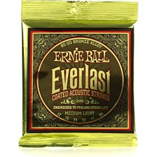 Frefly Store Ernie Ball Everlast Orta Hafif Kaplamalı 80/20 Bronz Akustik Gitar Telleri, Ölçü 12-54