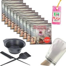 Frefly Store 10 Paket Hamam Otu Toz Tüy Dökücü + Boya Kabı + Tarak + Fırça + Hamam Kesesi + Topuk Taşı Banyo Seti