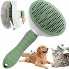 Frefly Store Kendini Temizleyen Kedi Köpek Tarağı - Basma Tuşu Mekanizmalı Otomatik Temizlenen Tüy Toplama Fırçası - Cilt Dostu Çelik Iğne - Kaymaz Ergonomik Sap - Uzun Kısa Tüyler Için - Yeşil