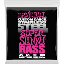 Frefly Store Ernie Ball Süper Slinky Paslanmaz Çelik Elektrik Bas Telleri, Ölçü 45-100