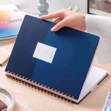 Frefly Store Paperora 20X28 Spiralli Sert Kapak Lastikli Kareli Not Defteri Lacivert